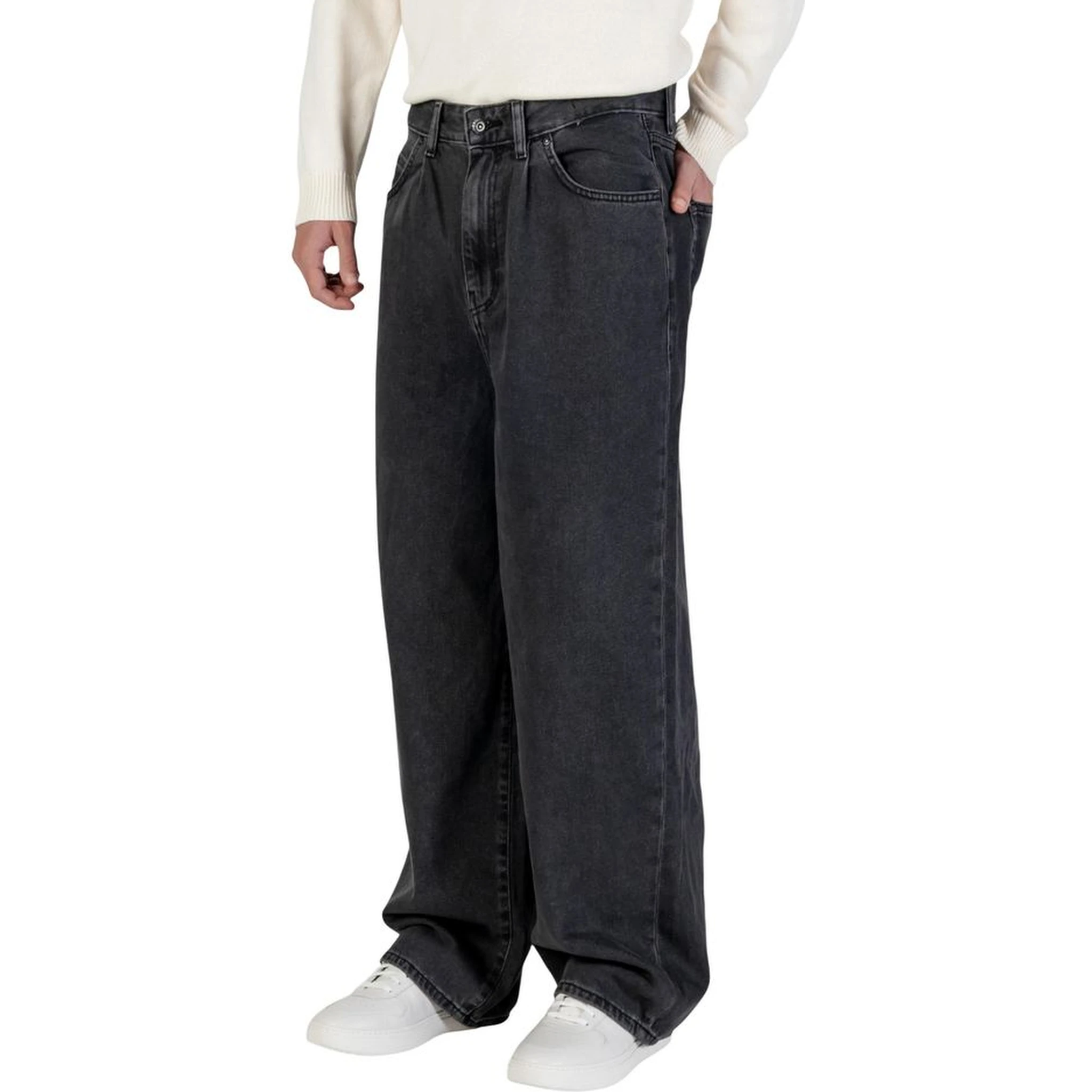 Black Cotton Relaxed Fit Jeans