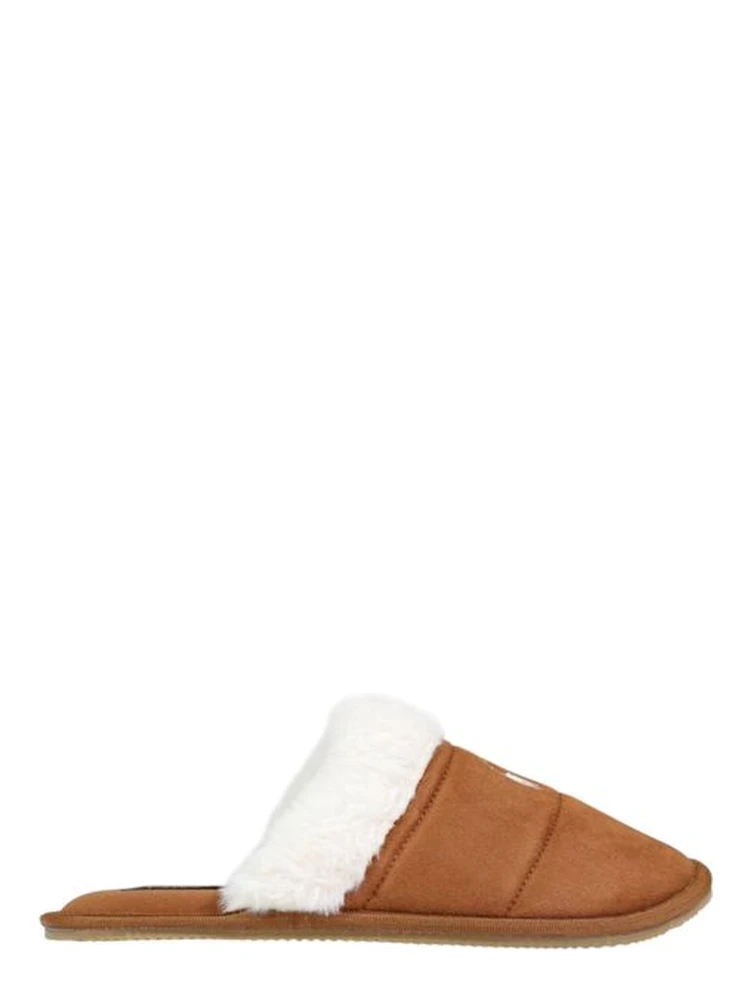 Brown Textile Slippers