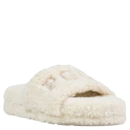 Cream Textile Slippers