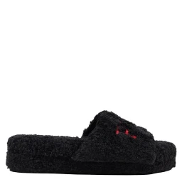 Black Textile Slippers