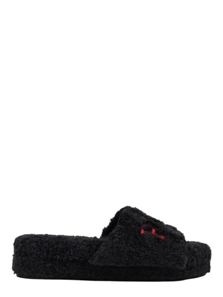 Black Textile Slippers
