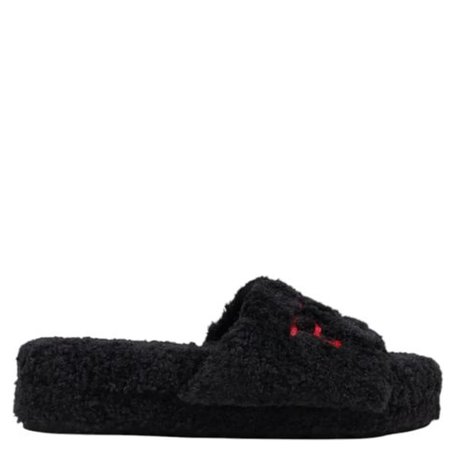 Black Textile Slippers