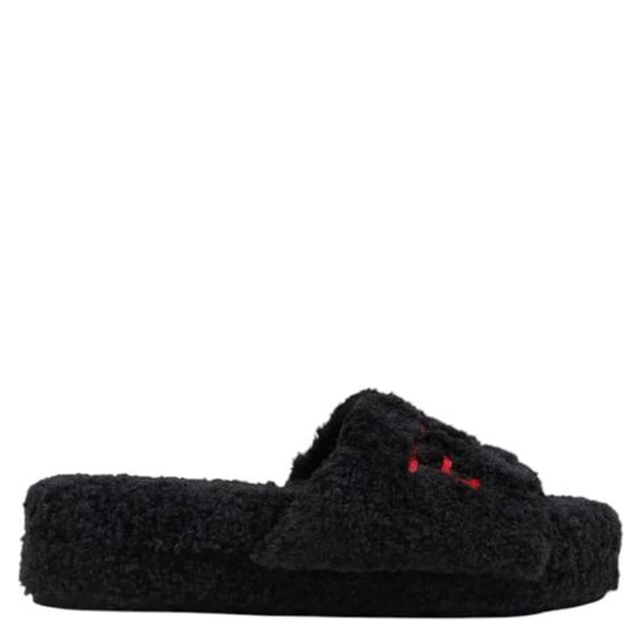 Black Textile Slippers