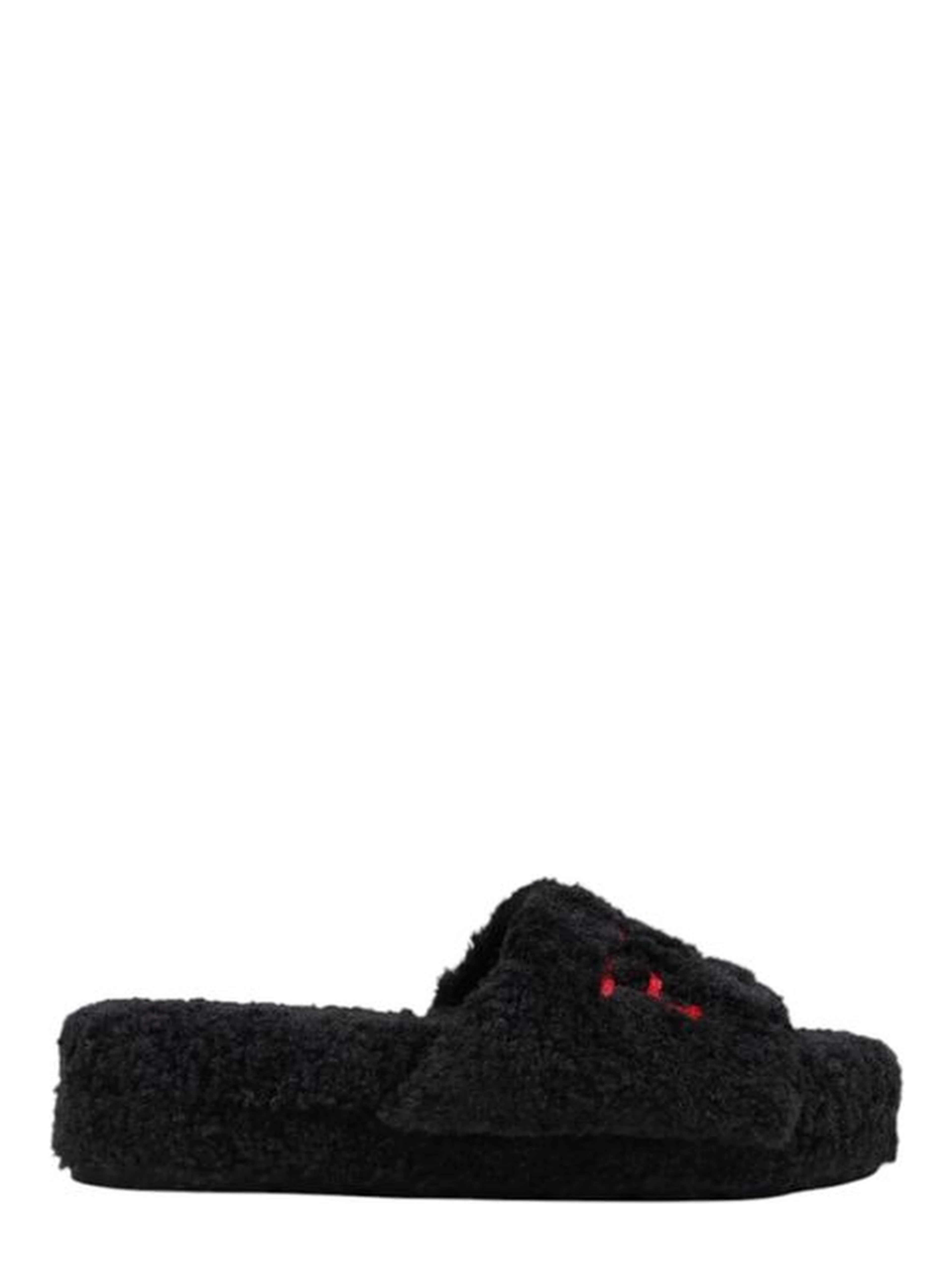 Black Textile Slippers