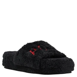 Black Textile Slippers