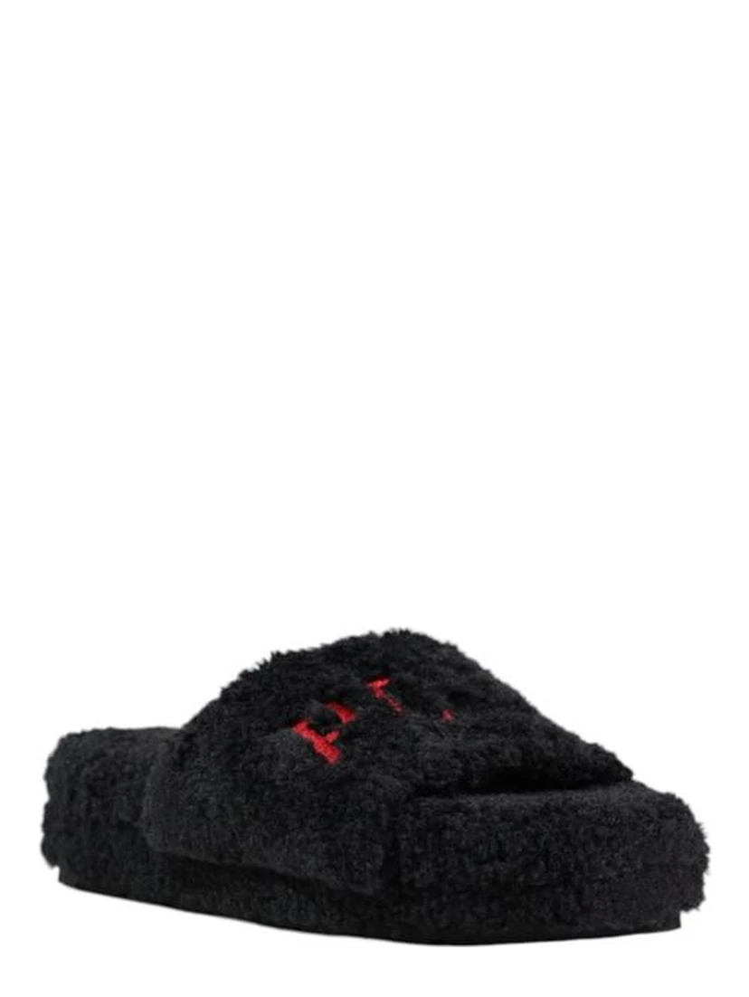 Black Textile Slippers