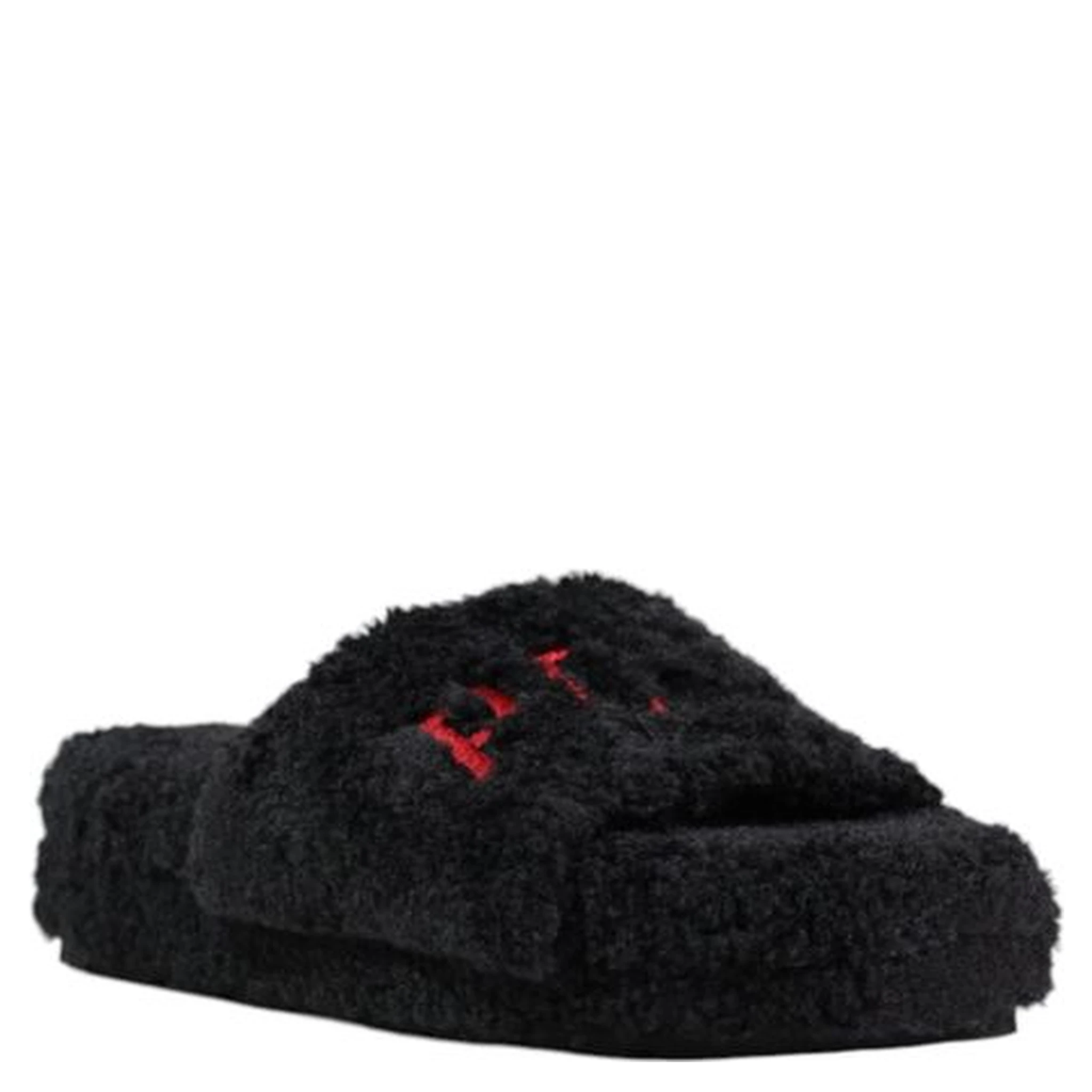 Black Textile Slippers