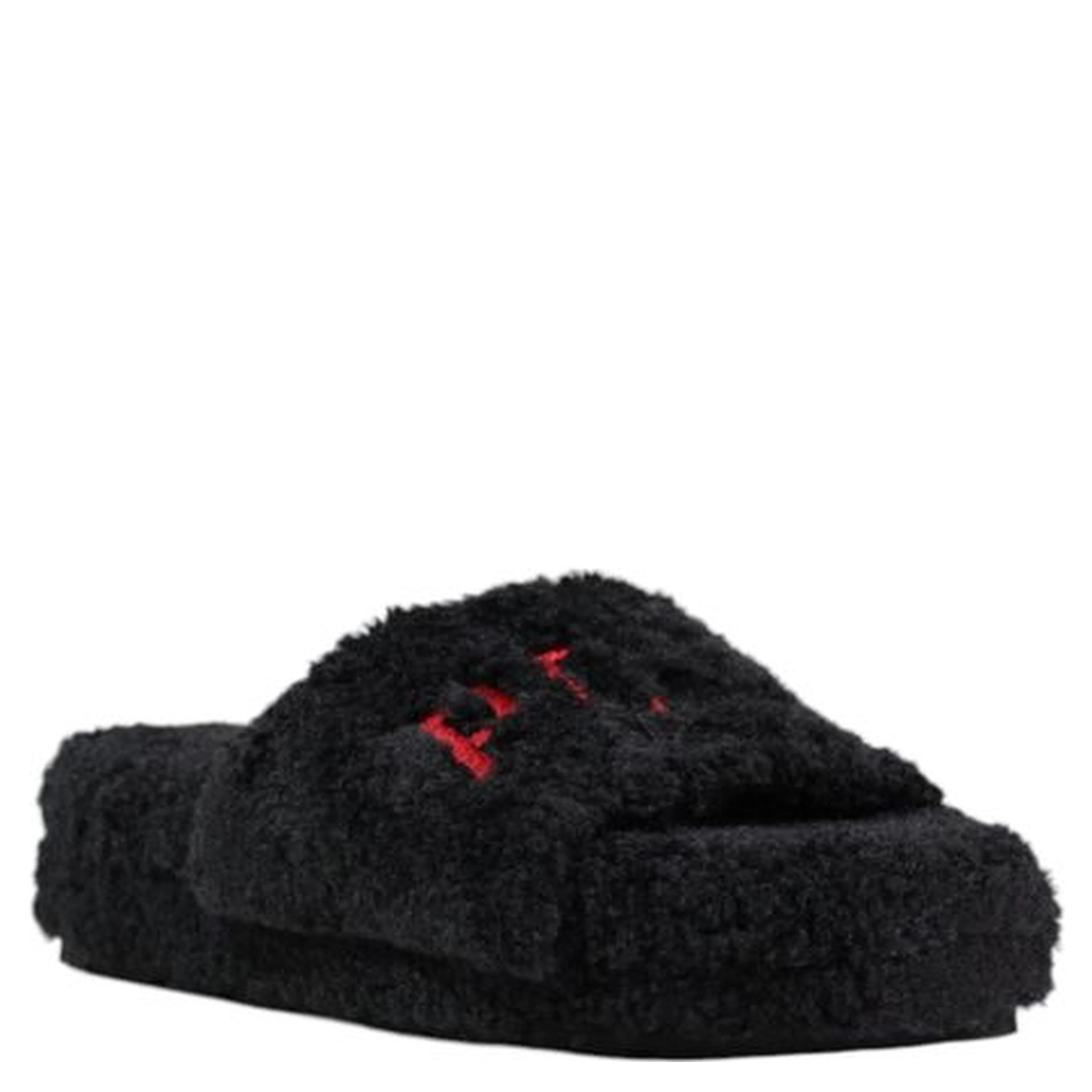 Black Textile Slippers