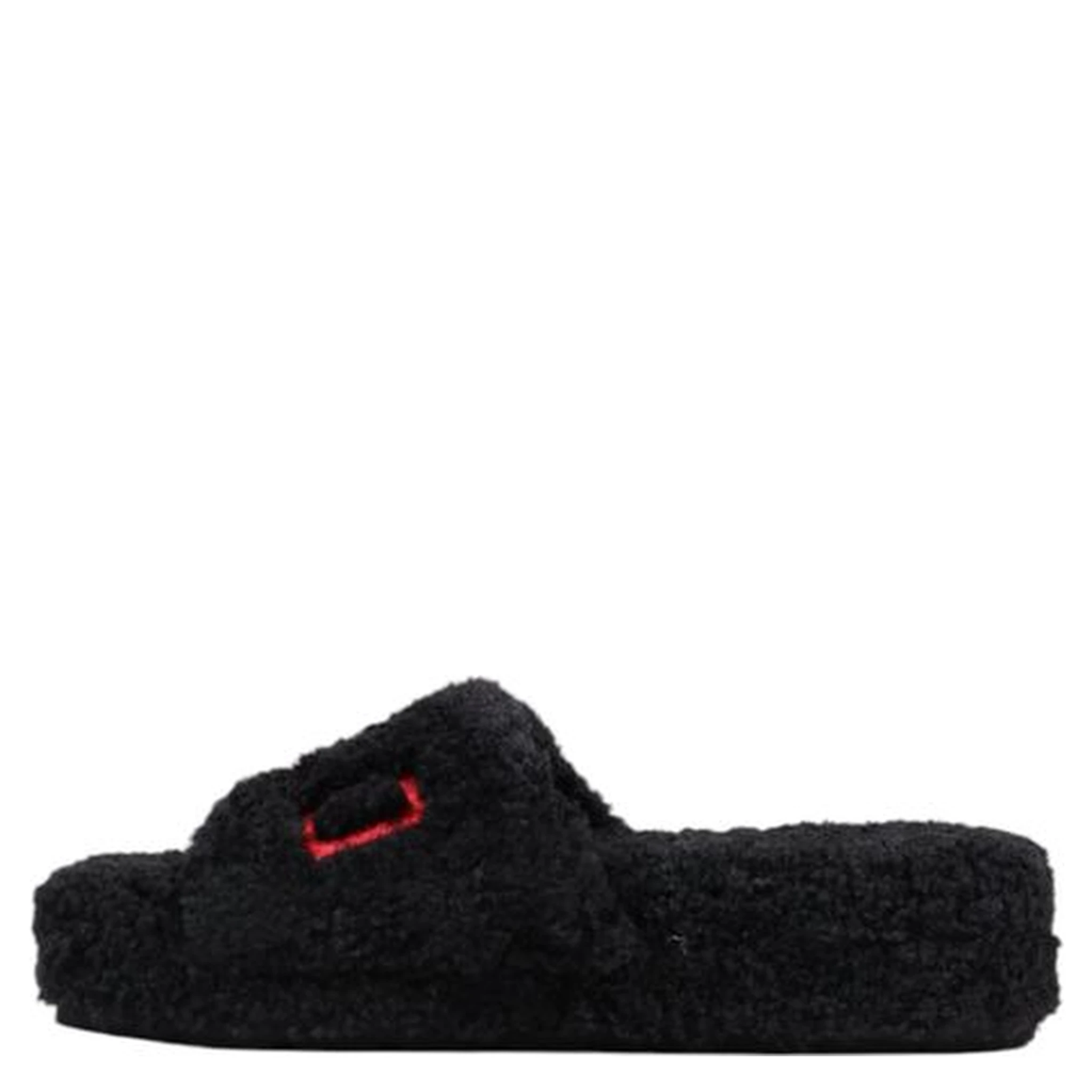 Black Textile Slippers