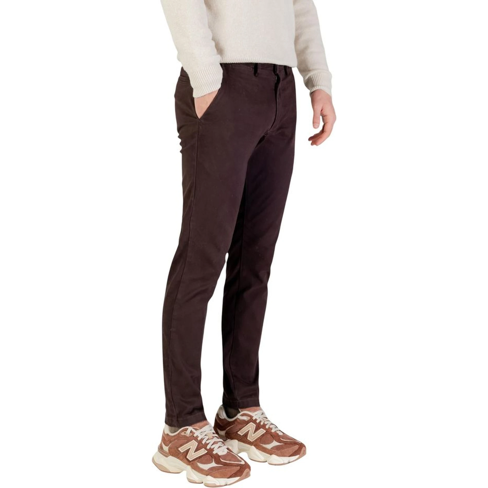 Brown Cotton Skinny Pants