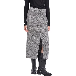 Black And White Polyester Long Skirt