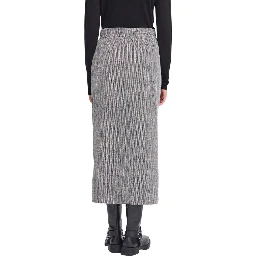Black And White Polyester Long Skirt