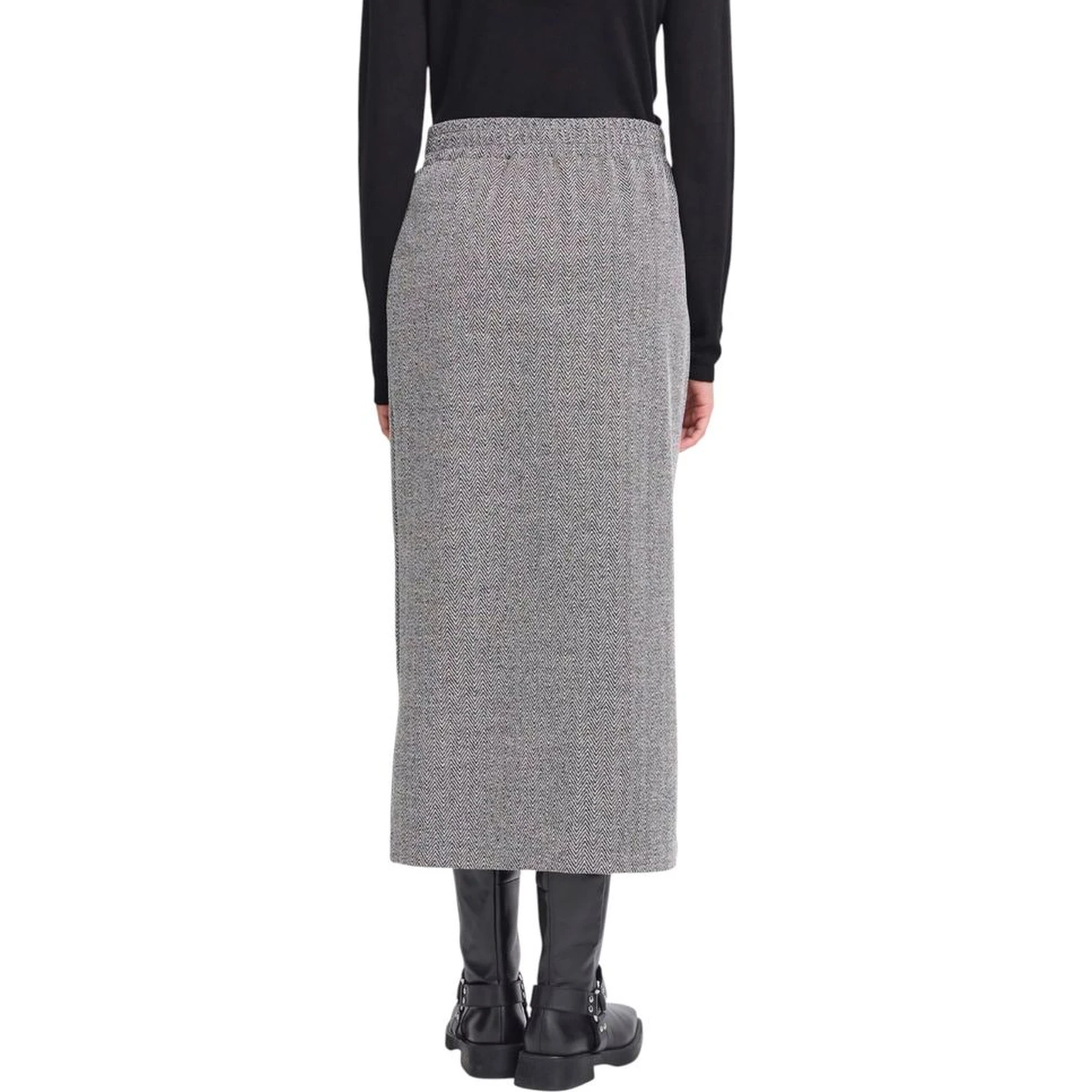 Black And White Polyester Long Skirt