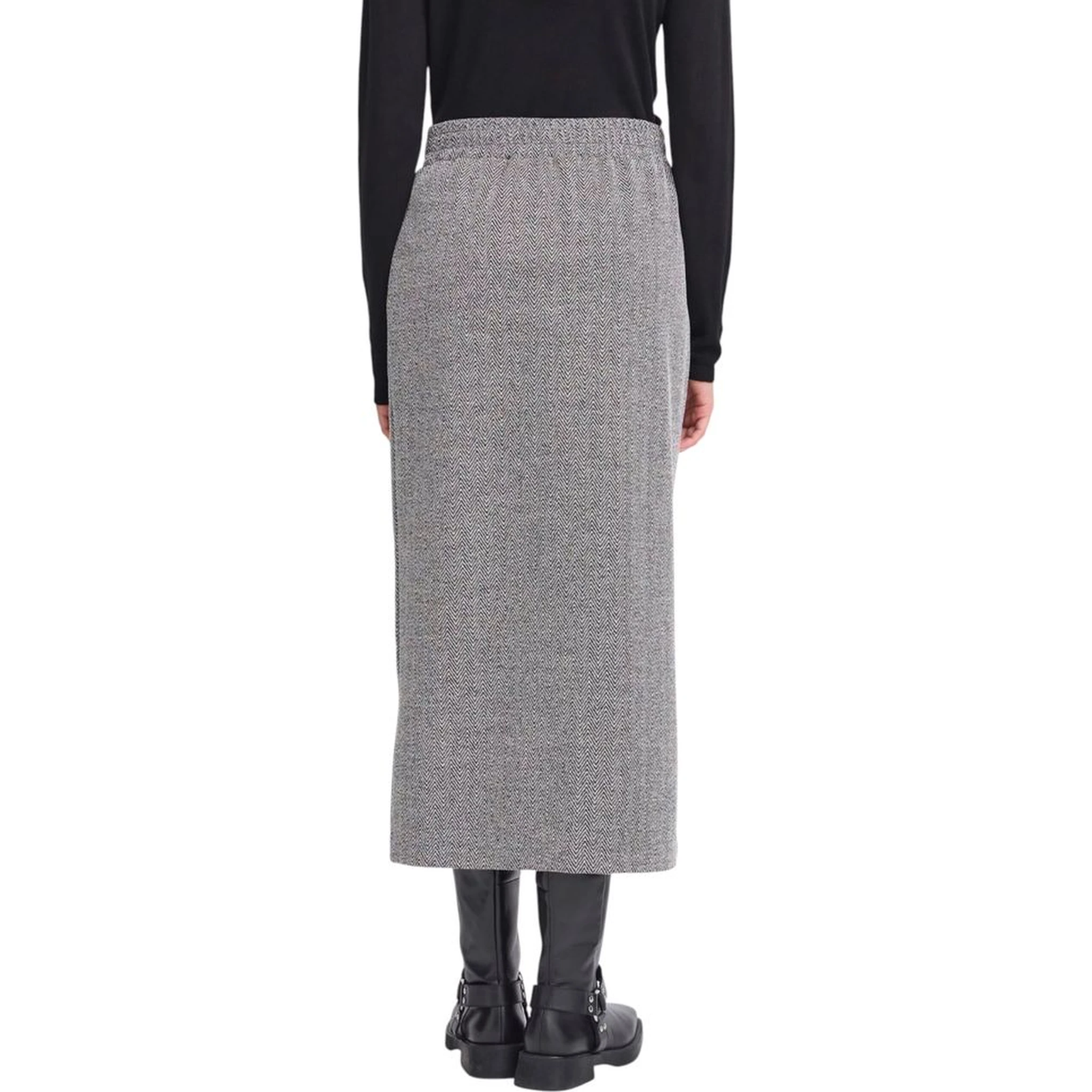 Black And White Polyester Long Skirt