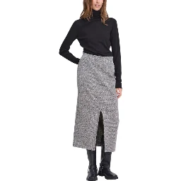 Black And White Polyester Long Skirt