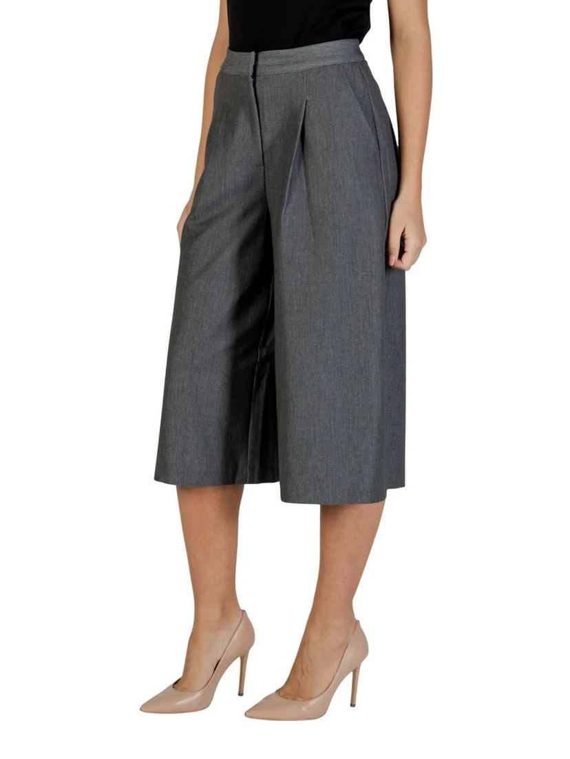 Gray Polyester Cropped Pants