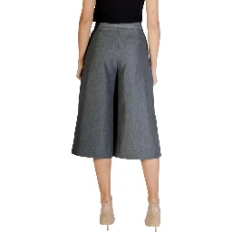 Gray Polyester Cropped Pants