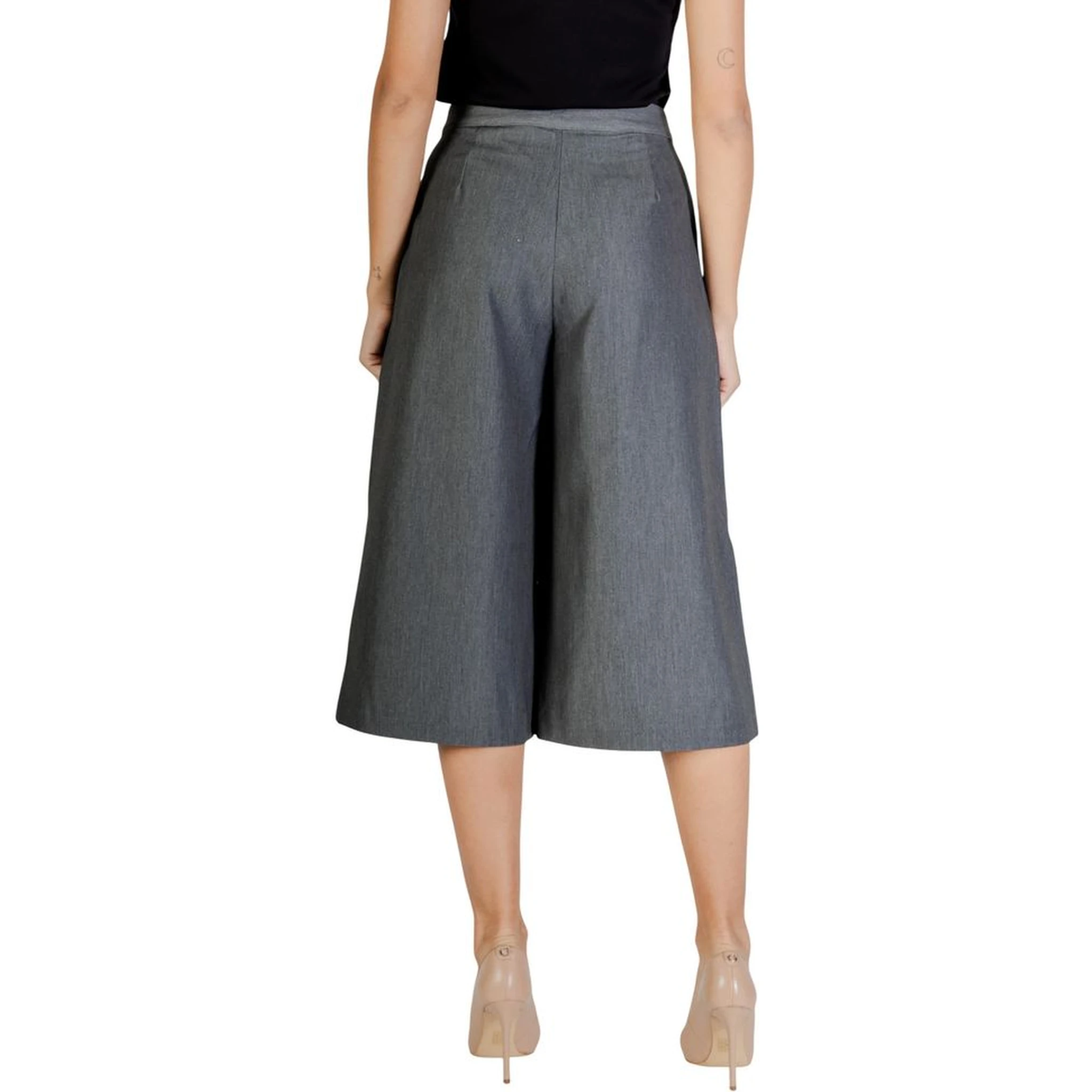 Gray Polyester Cropped Pants
