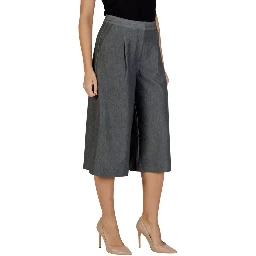 Gray Polyester Cropped Pants