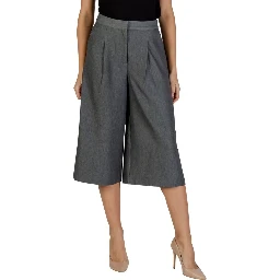 Gray Polyester Cropped Pants
