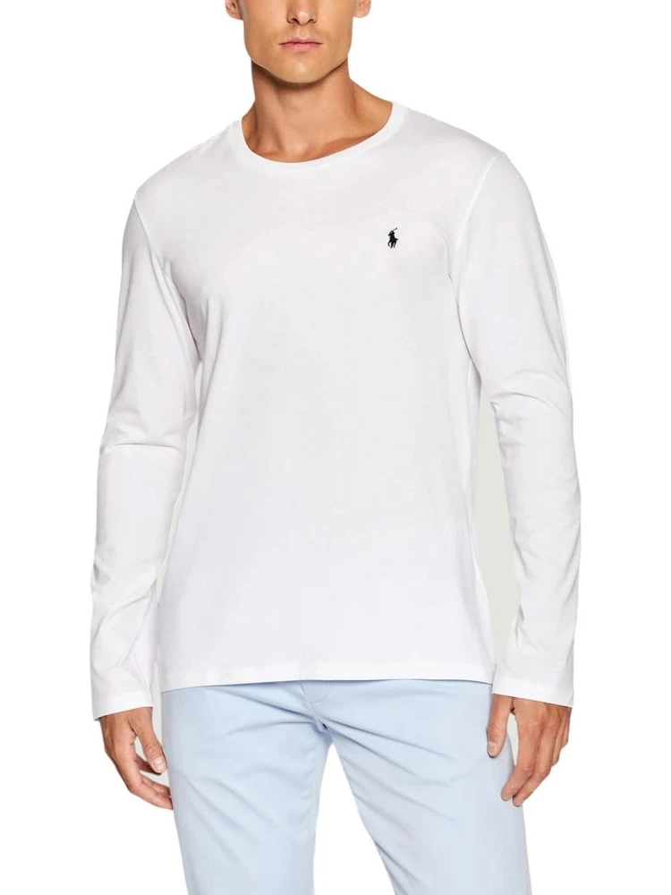 White Cotton Long Sleeve T-Shirt