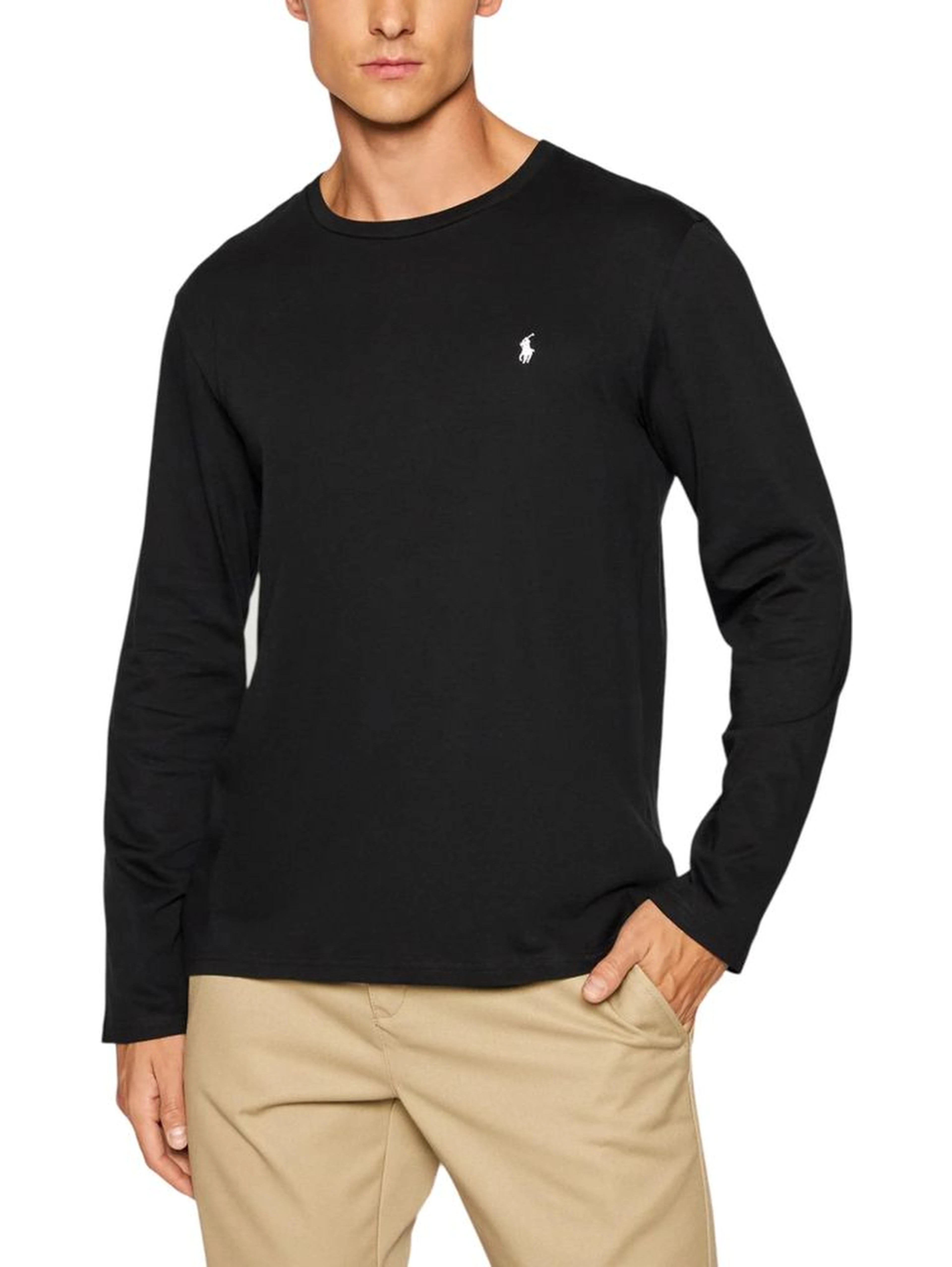 Black Cotton Long Sleeve T-Shirt