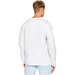 White Cotton Long Sleeve T-Shirt