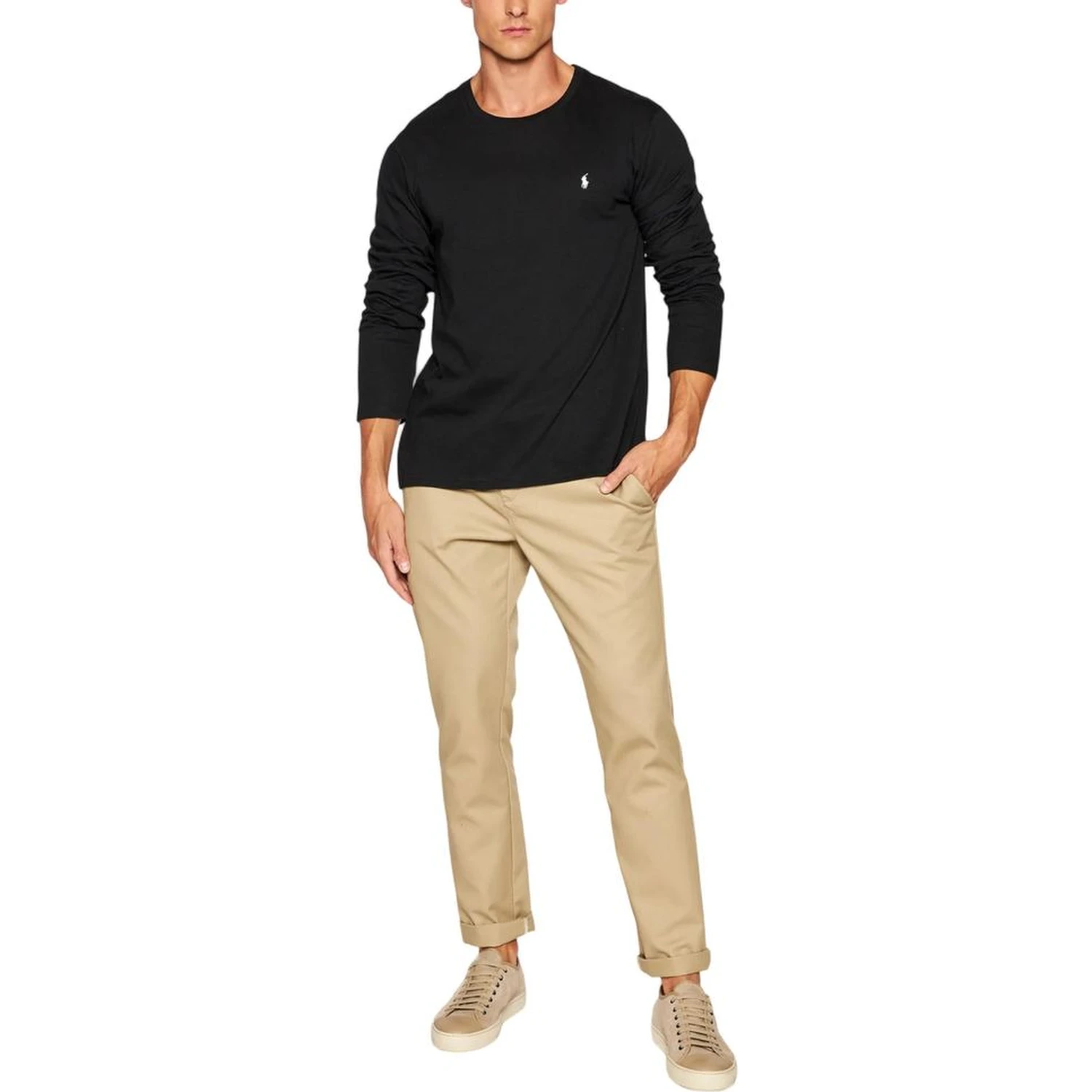 Black Cotton Long Sleeve T-Shirt