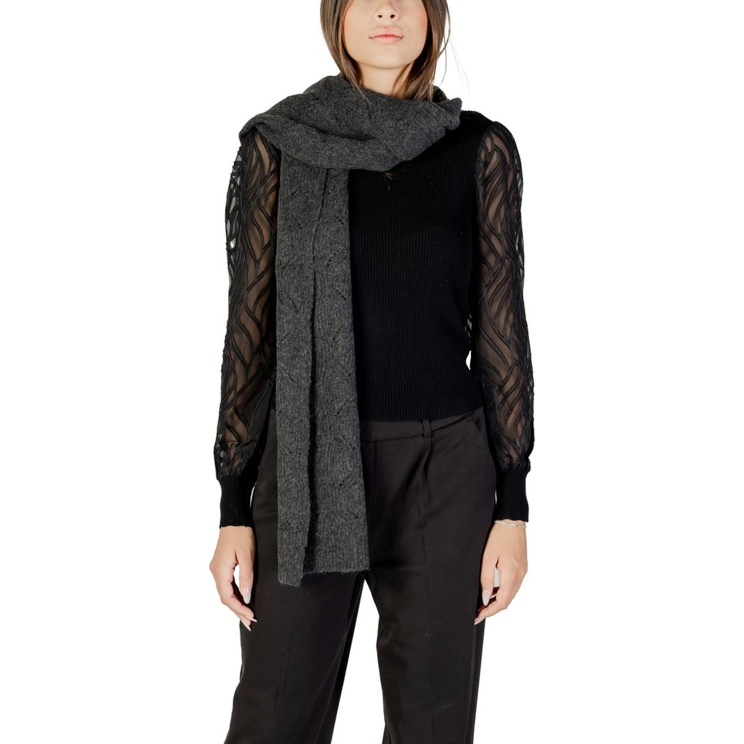 Gray Recycled Polyester Scarf