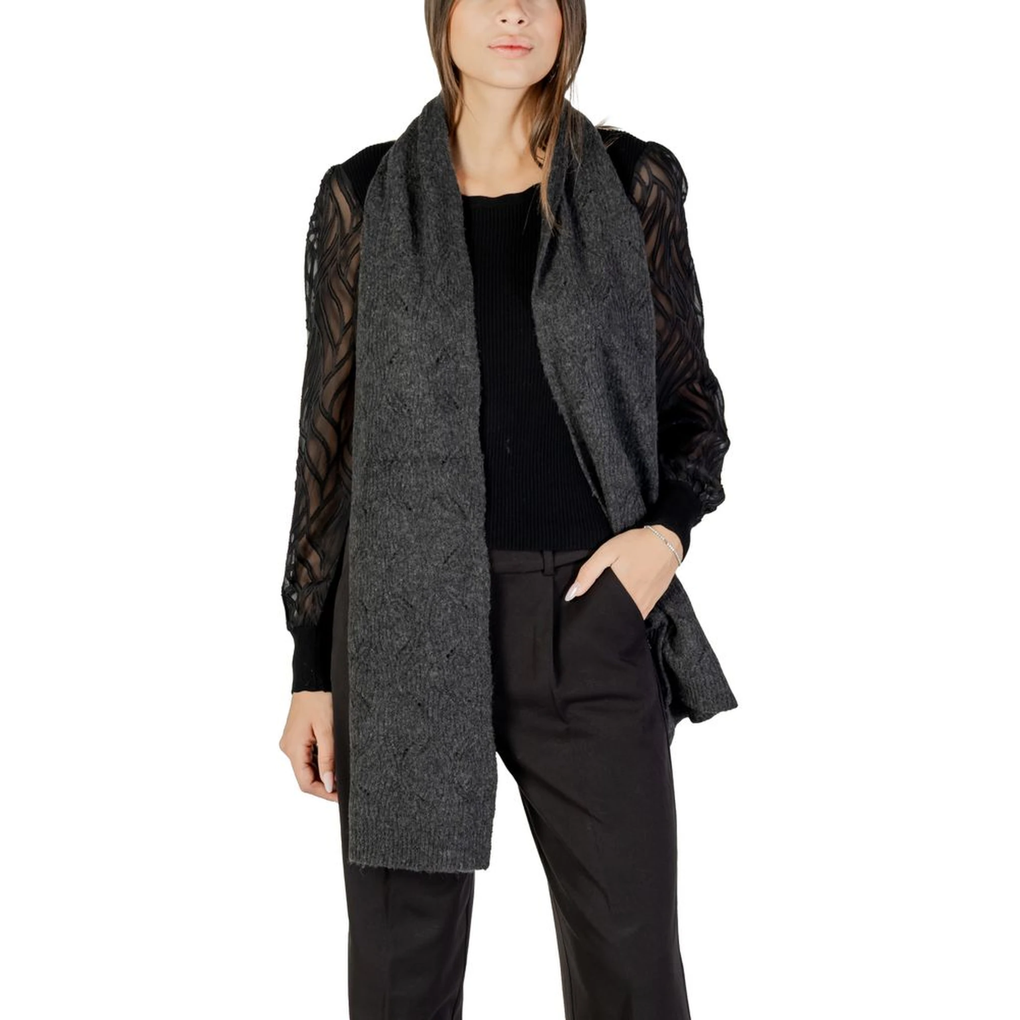 Gray Recycled Polyester Scarf