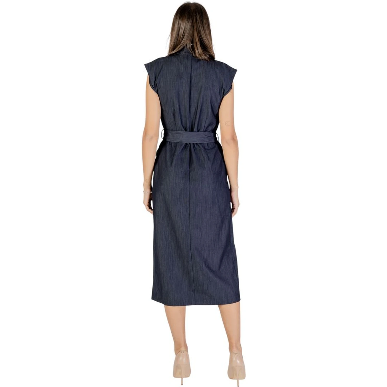 Blue Polyester Long Dress