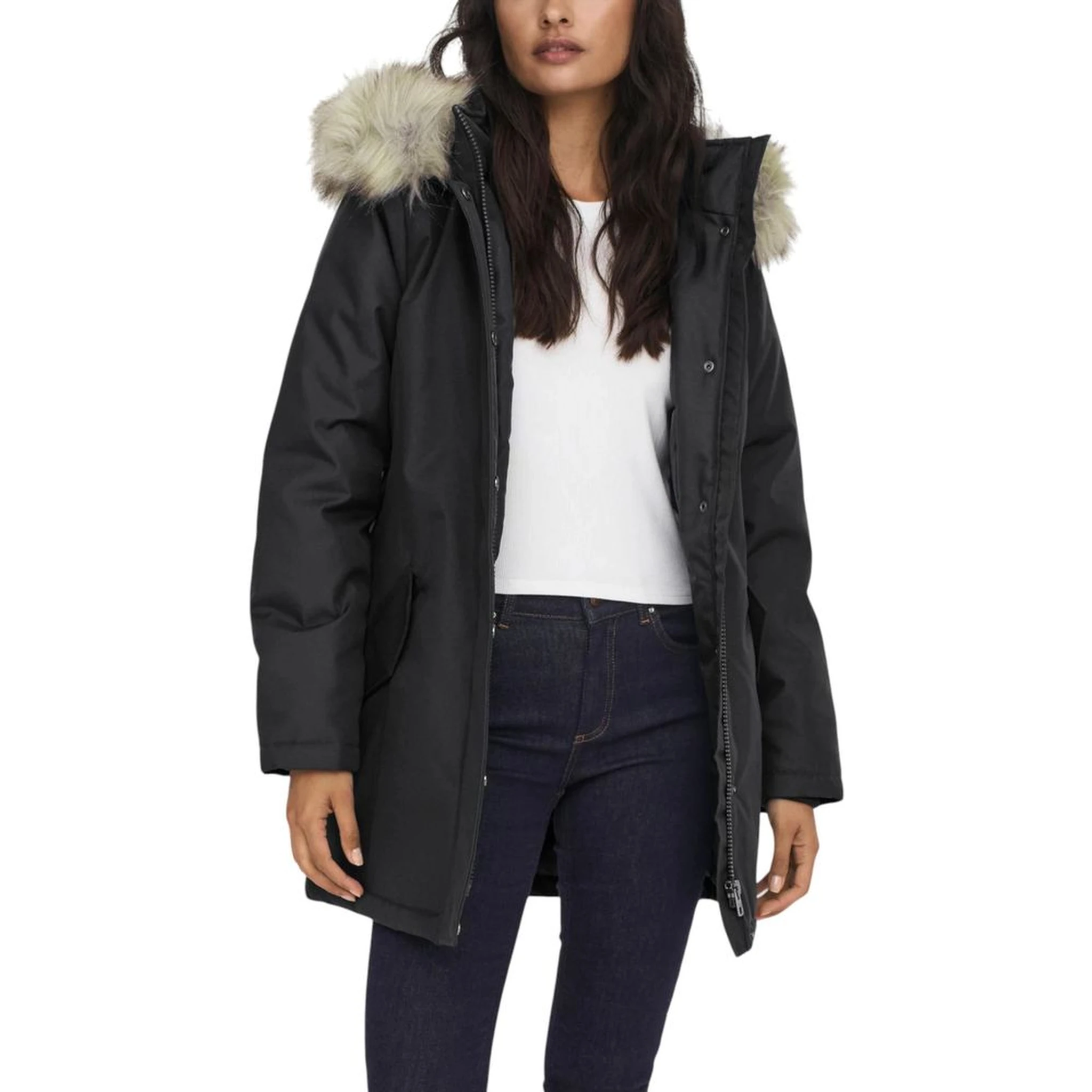 Black Polyester Parka