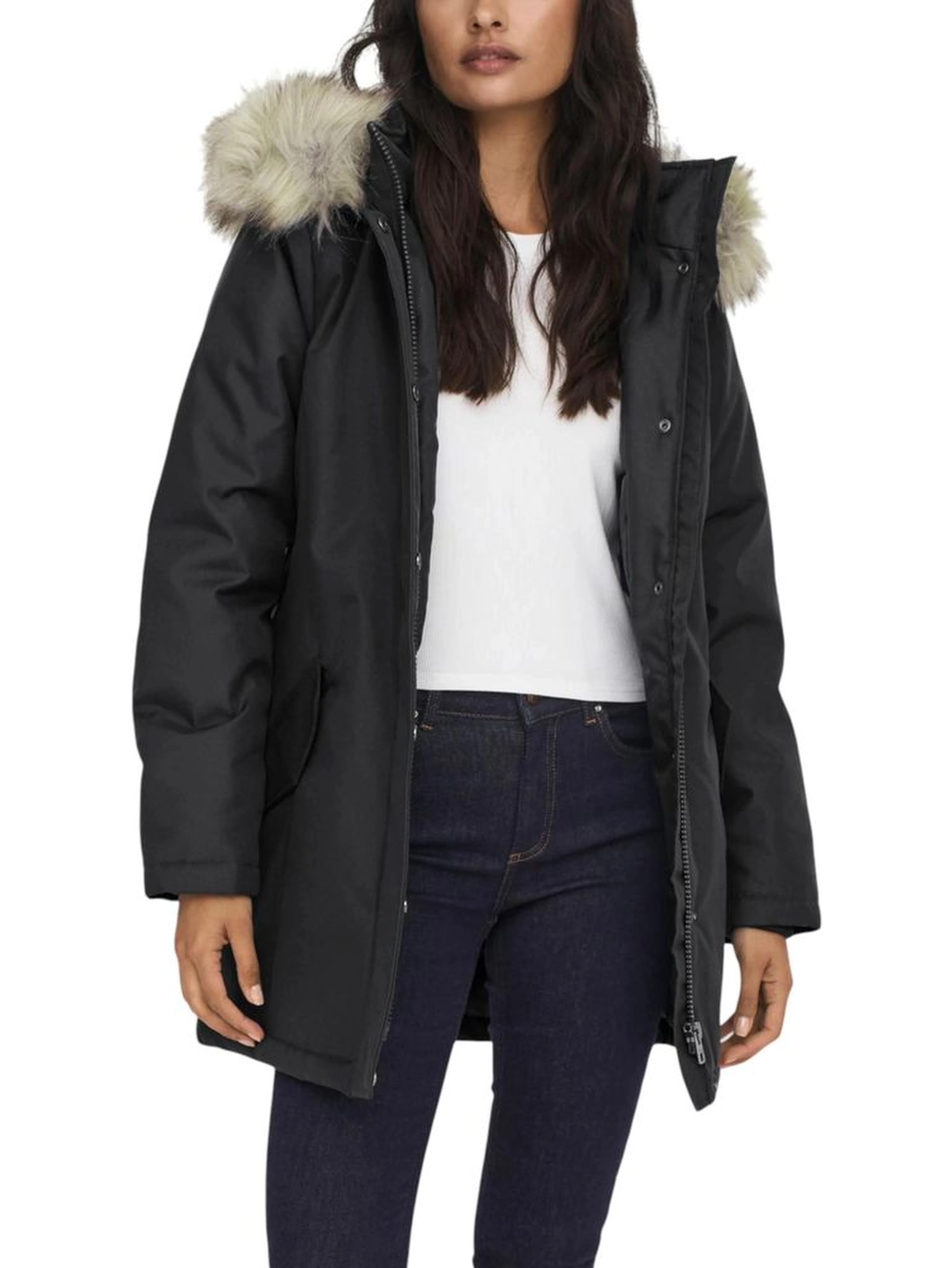 Black Polyester Parka