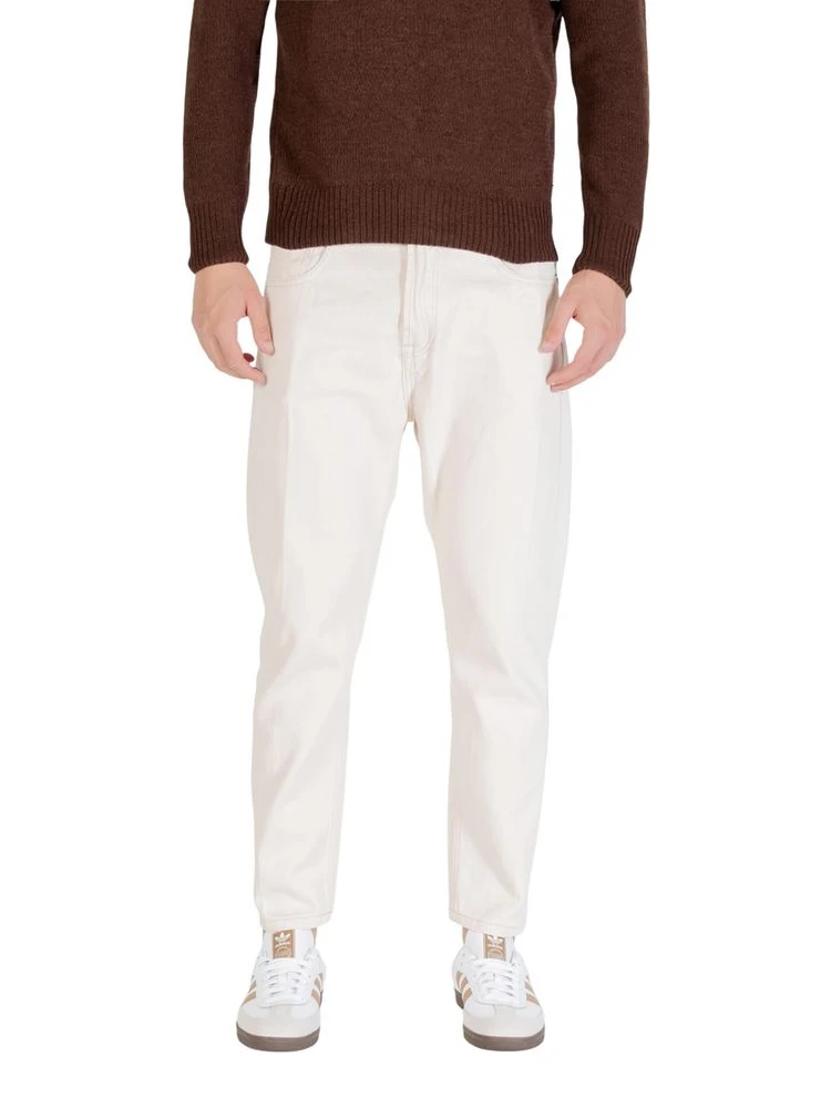 Cream Cotton Relaxed Fit Jeans
