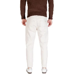 Cream Cotton Relaxed Fit Jeans
