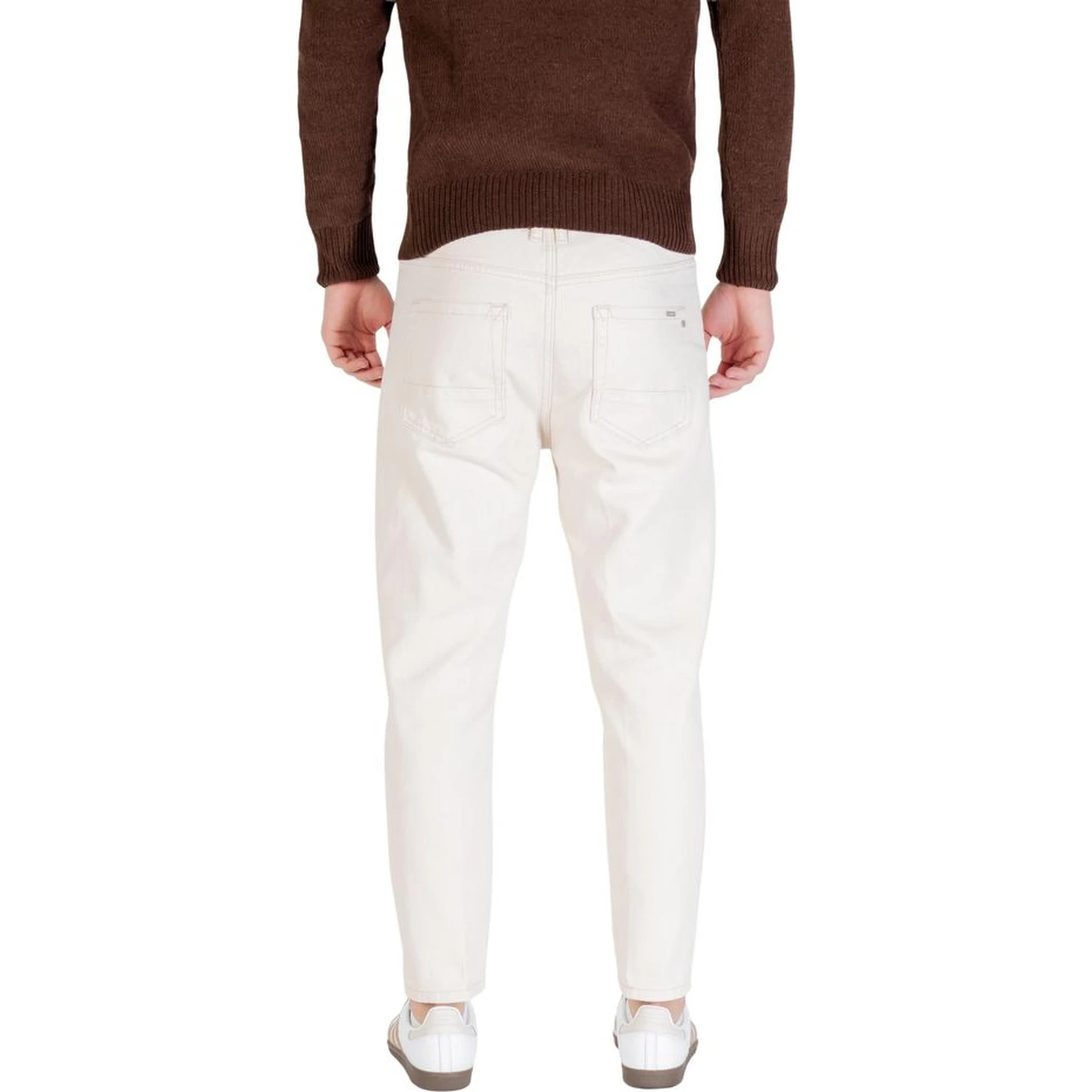 Cream Cotton Relaxed Fit Jeans