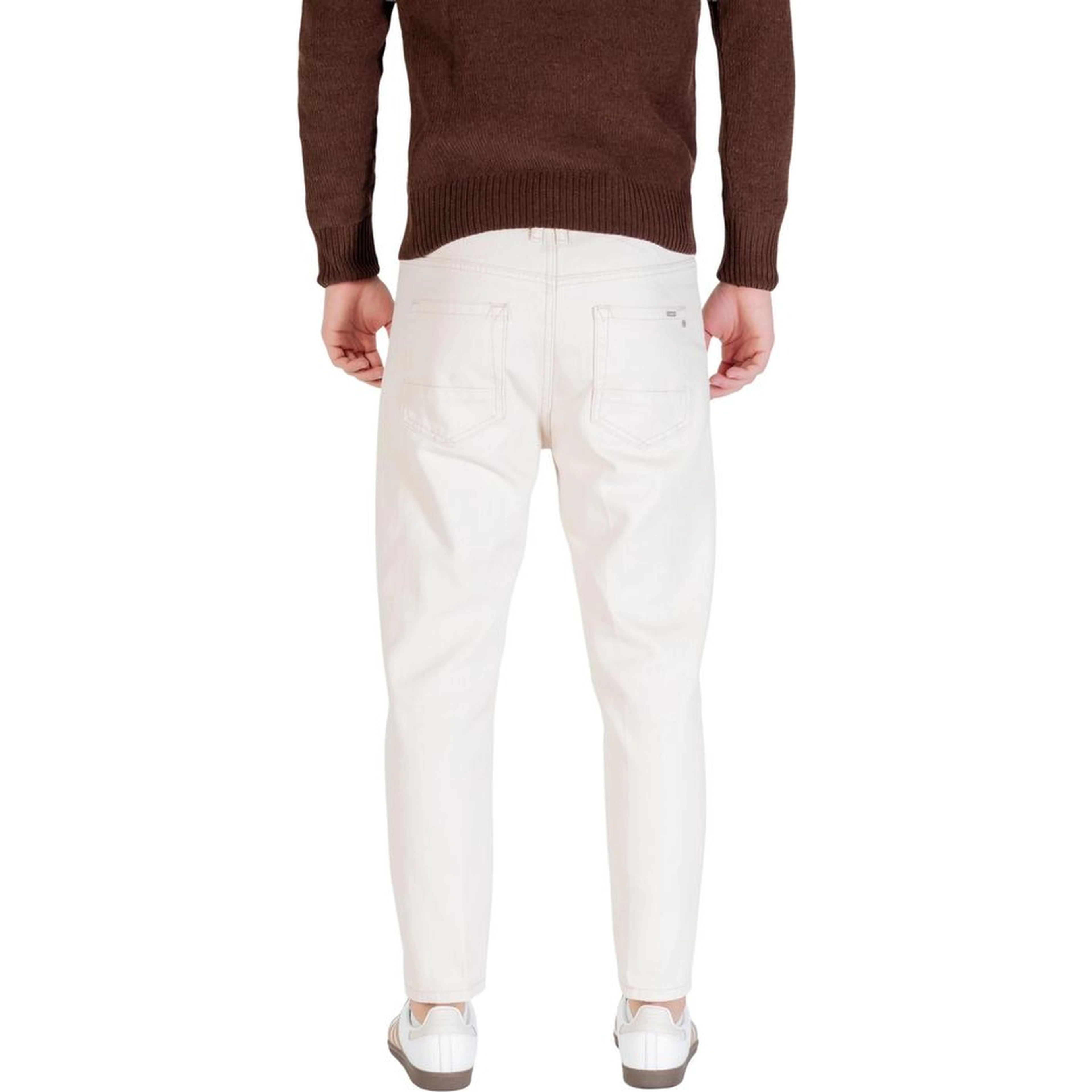 Cream Cotton Relaxed Fit Jeans