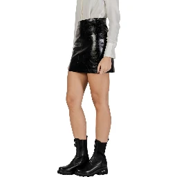 Black Polyester Mini Skirt