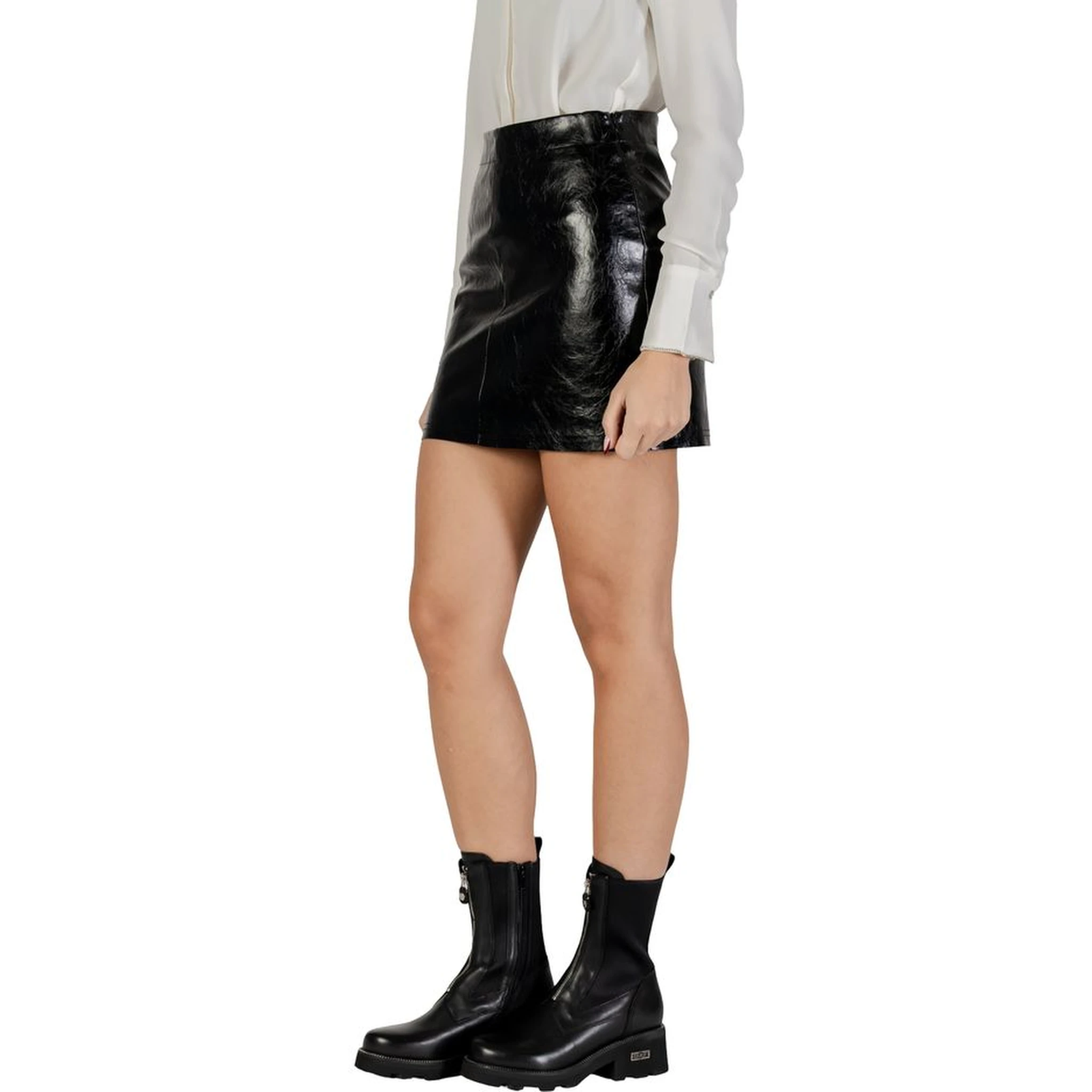 Black Polyester Mini Skirt