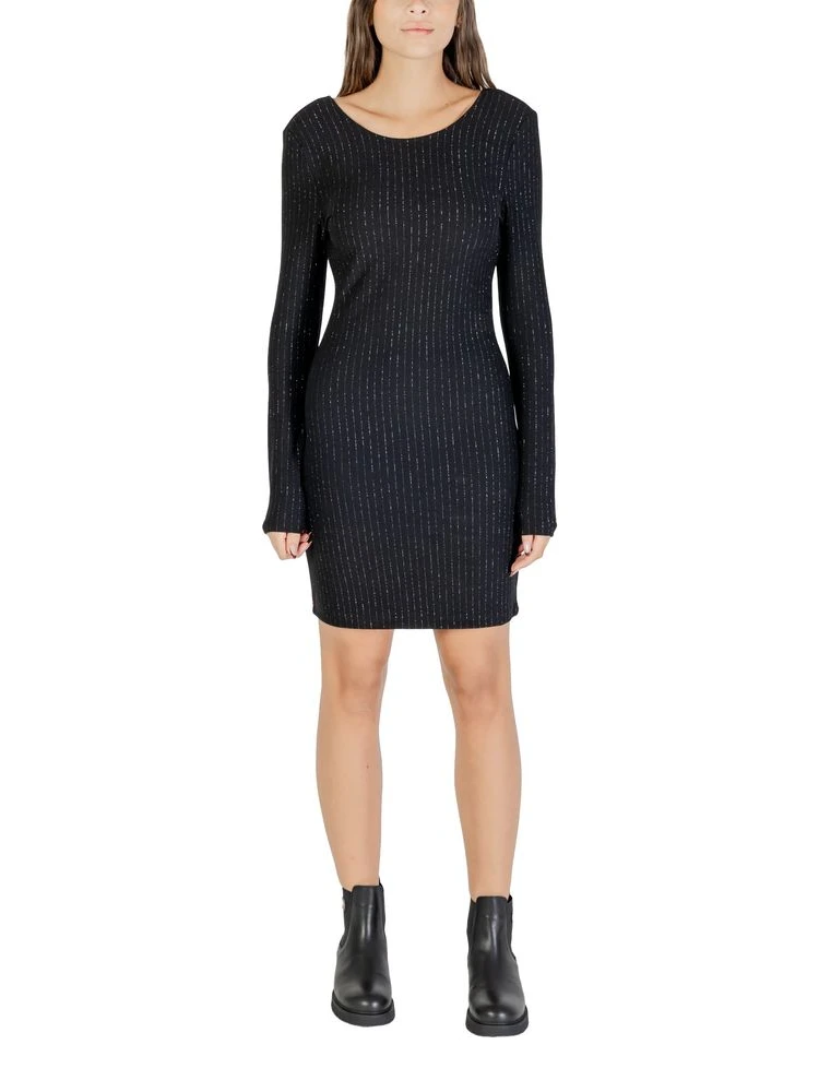 Black Polyester Short Dress
