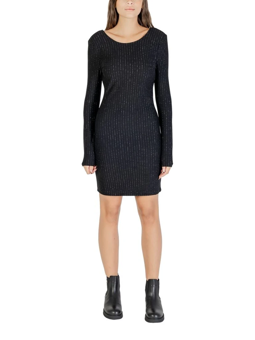 Black Polyester Short Dress