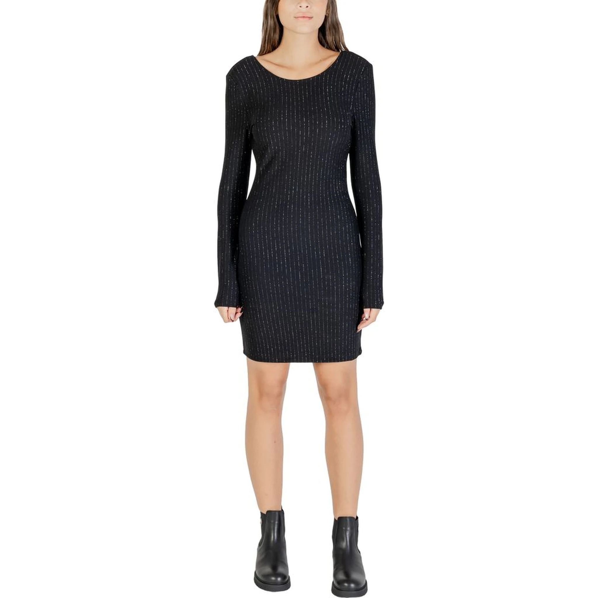 Black Polyester Short Dress