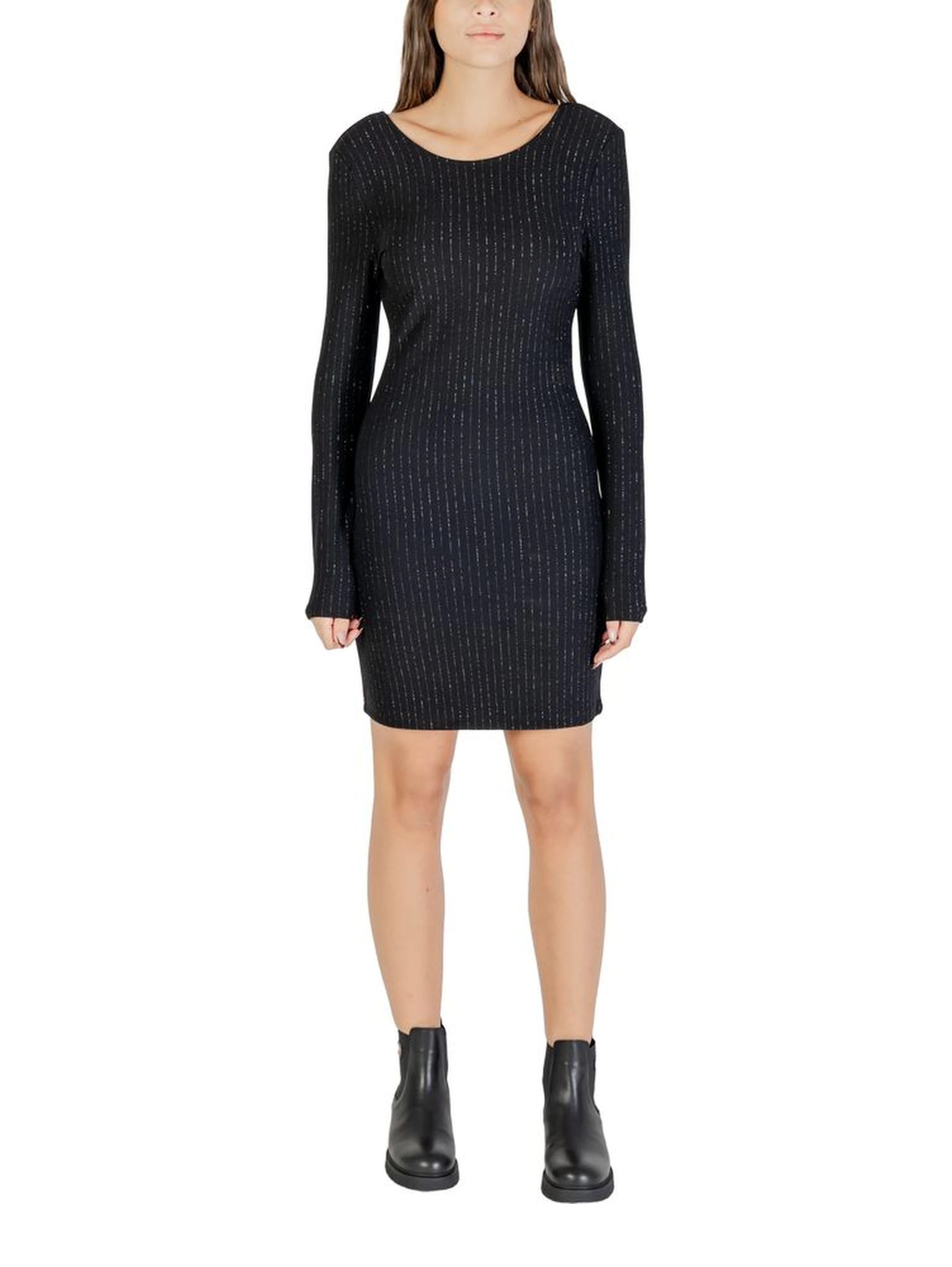 Black Polyester Short Dress