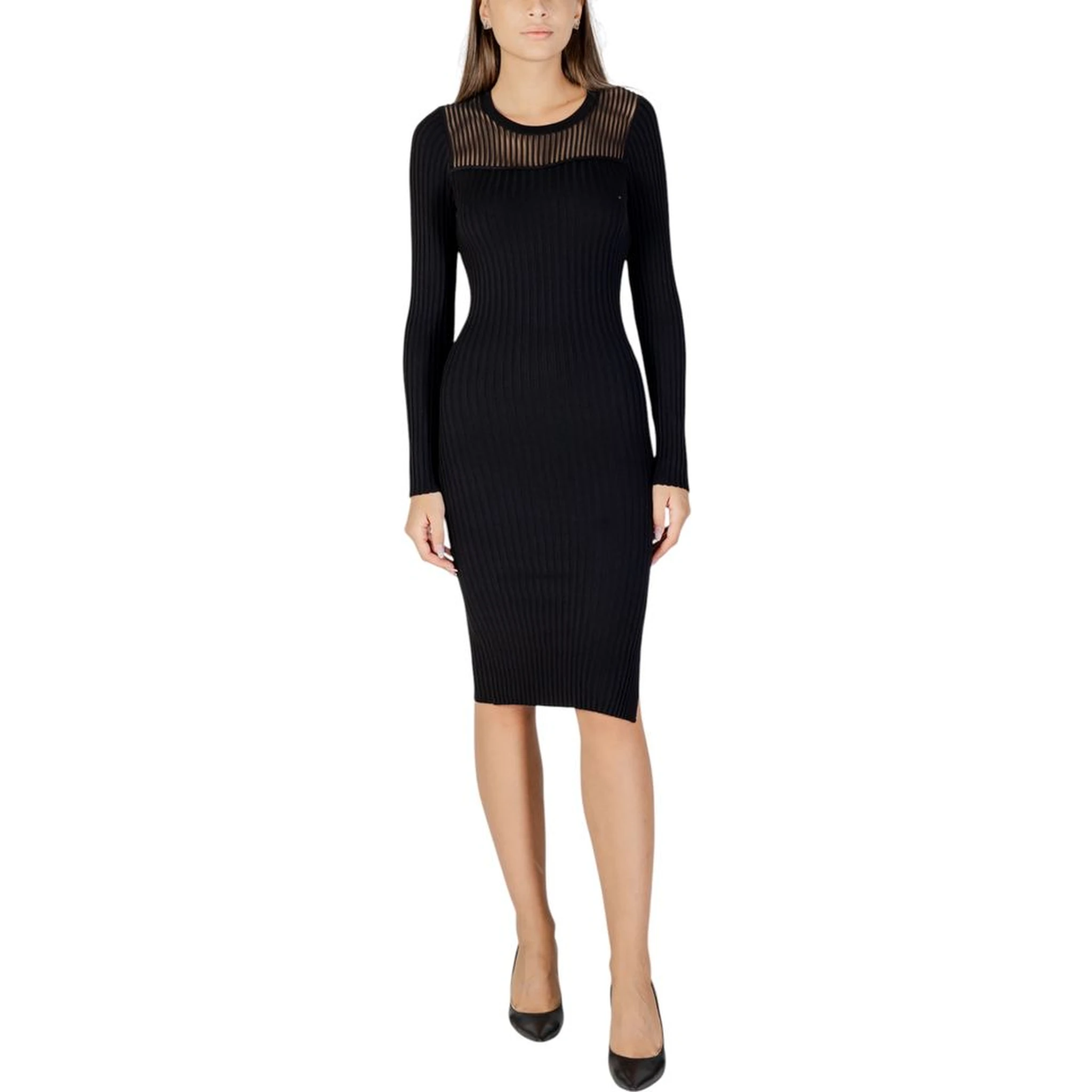 Black Viscose Midi Dress