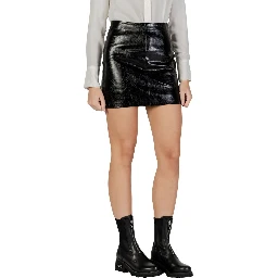 Black Polyester Mini Skirt