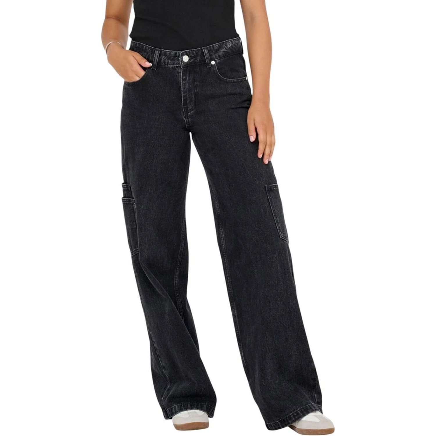 Black Cotton Relaxed Fit Jeans
