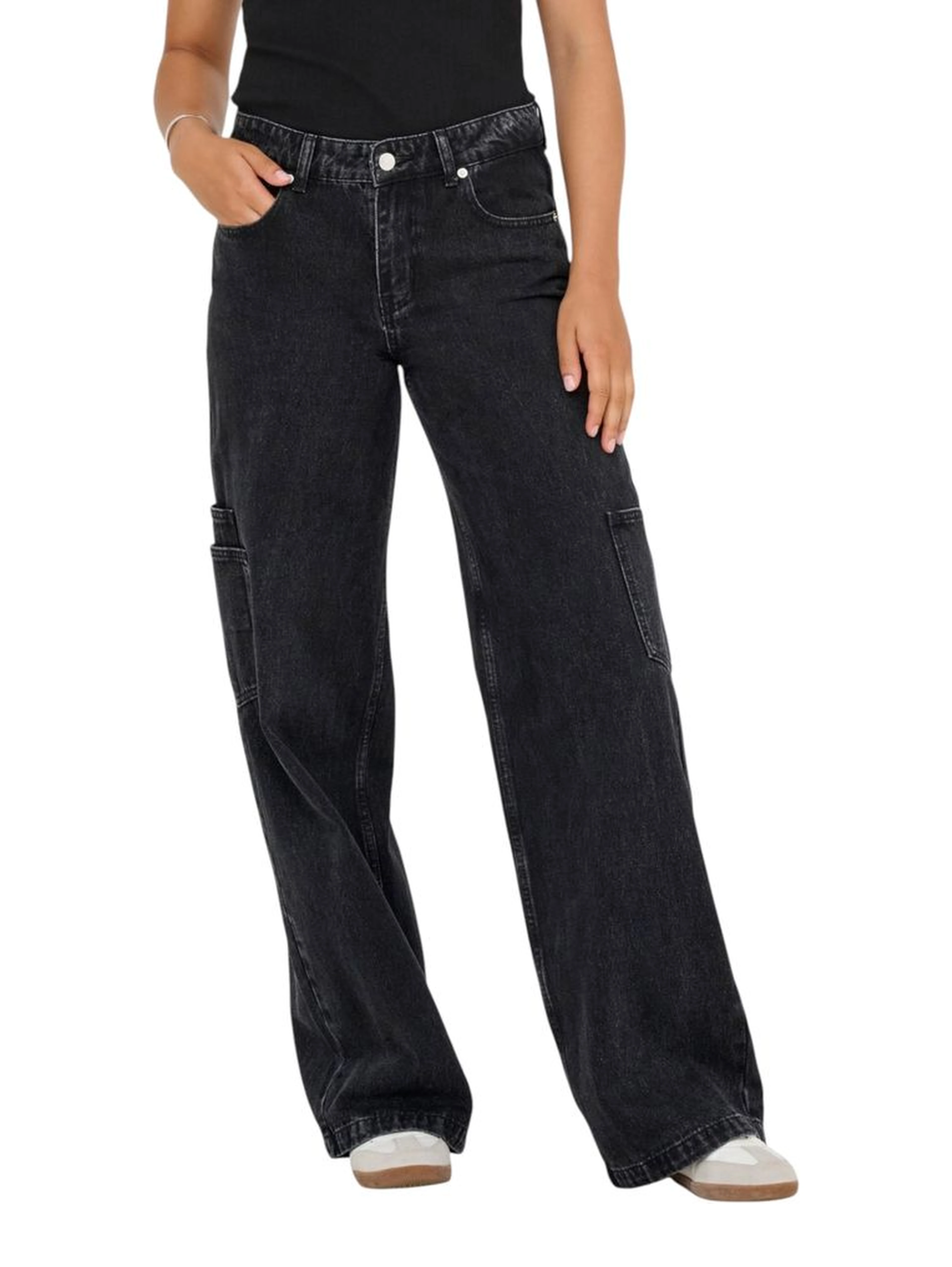 Black Cotton Relaxed Fit Jeans