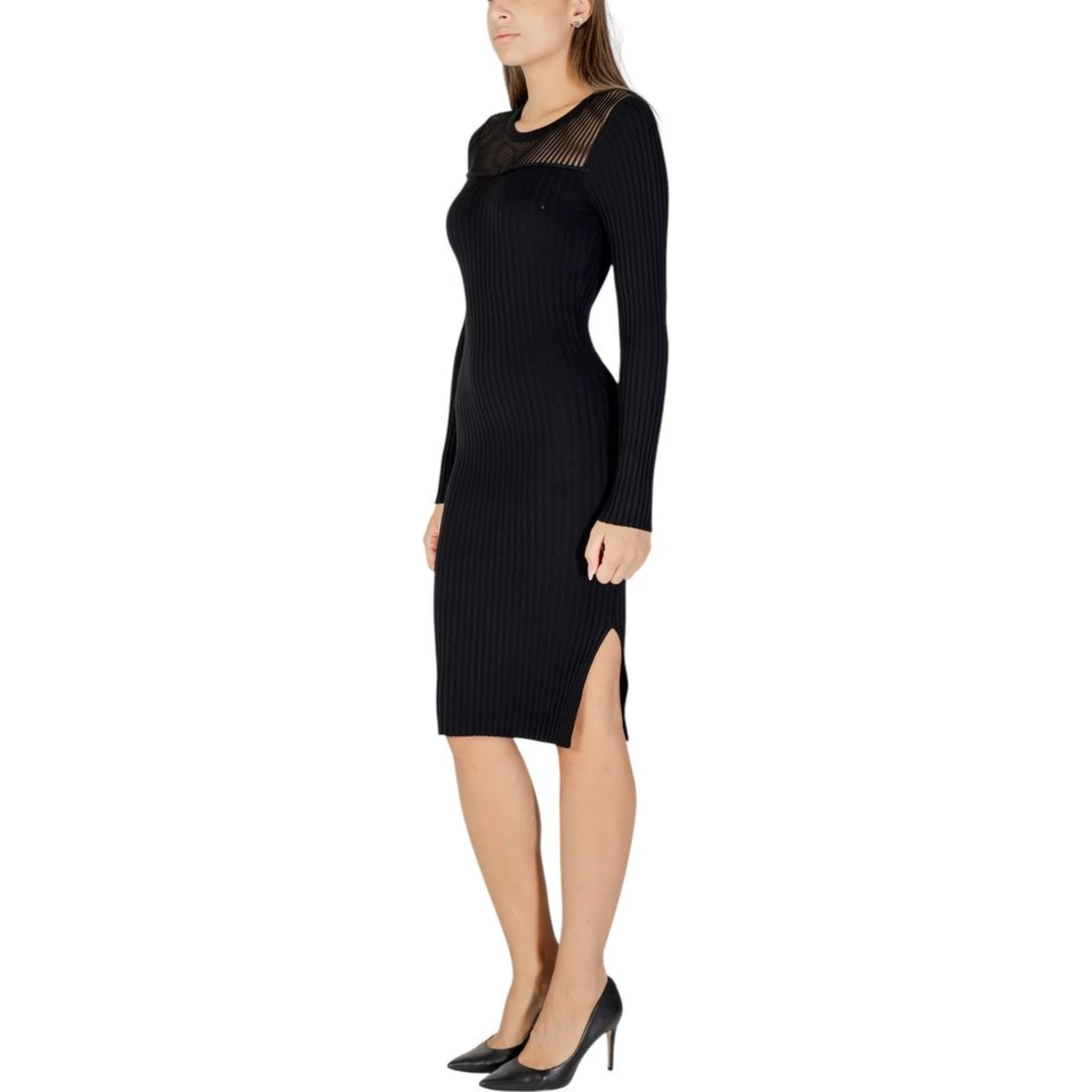 Black Viscose Midi Dress