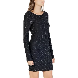 Black Polyester Short Dress