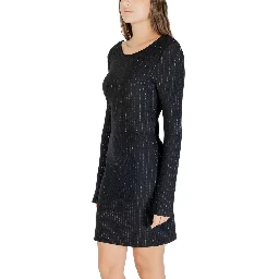 Black Polyester Short Dress